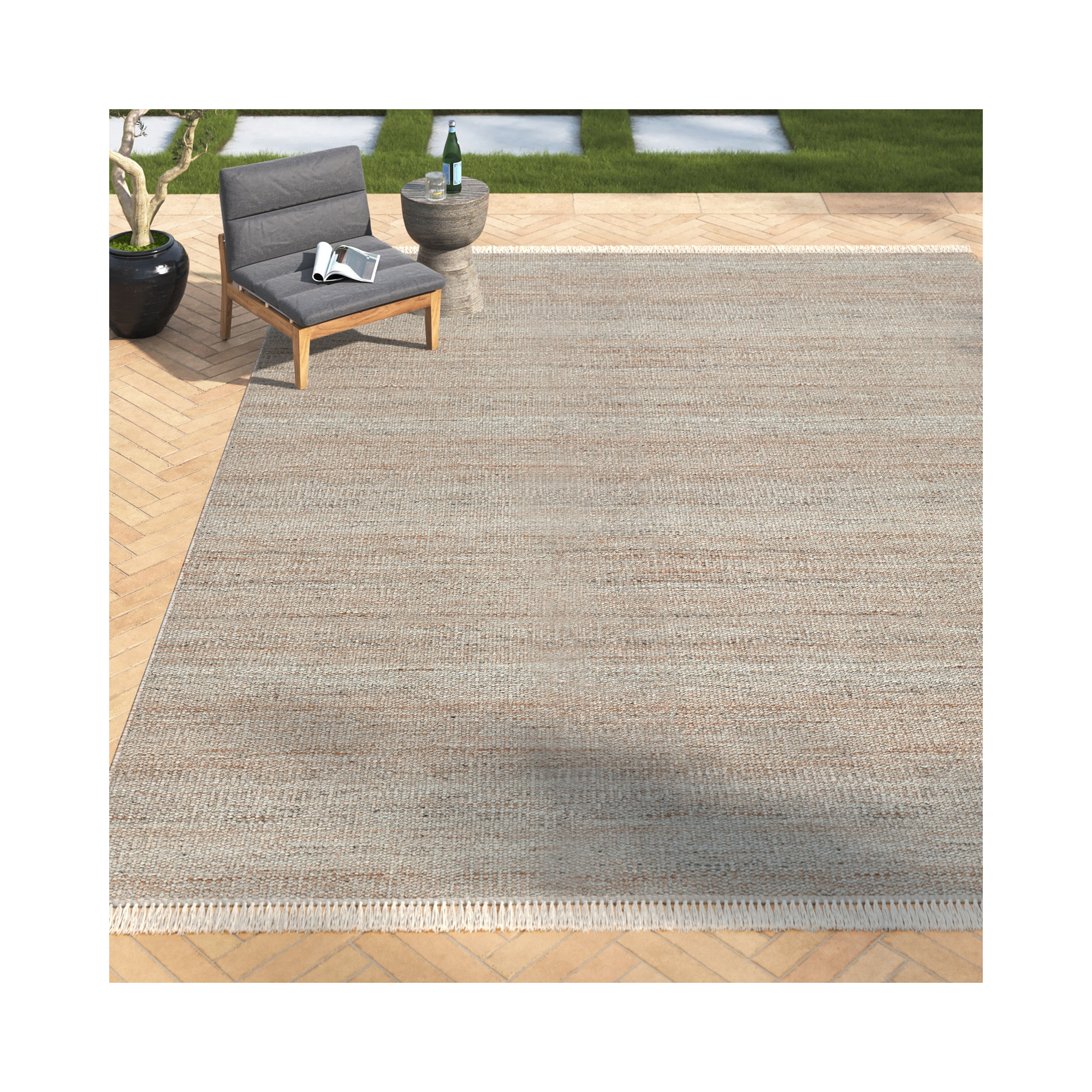 Cassandra Handwoven Natural Indoor / Outdoor Area Rug, Rectangle 9' x 12'
