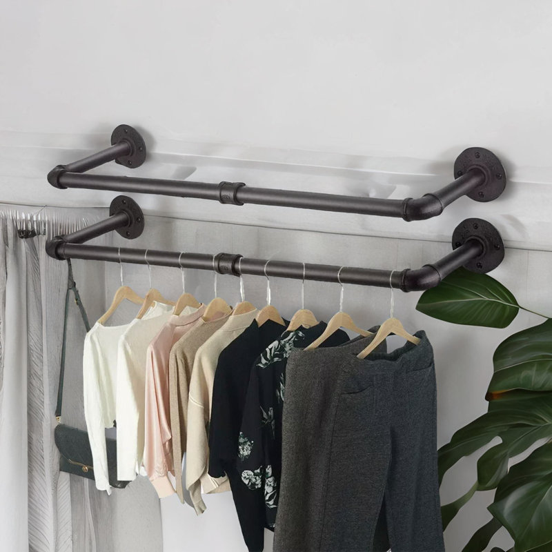 Amarius Industrial 2PC Heavy Duty Pipe Wall-Mounted Hanging Rails