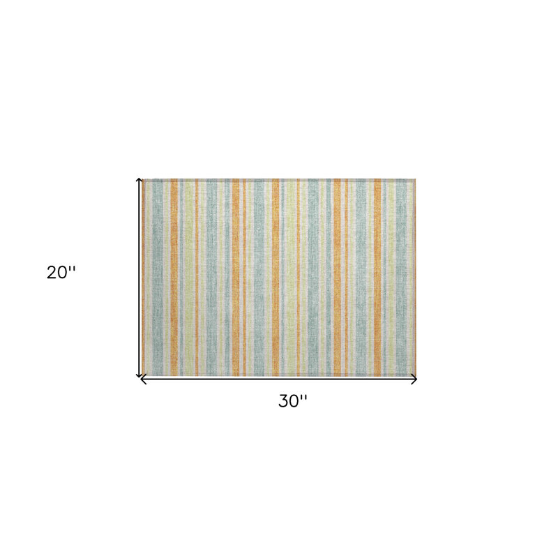 Tapis extérieur lavable antidérapant à rayures orange 2 pi x 3 pi