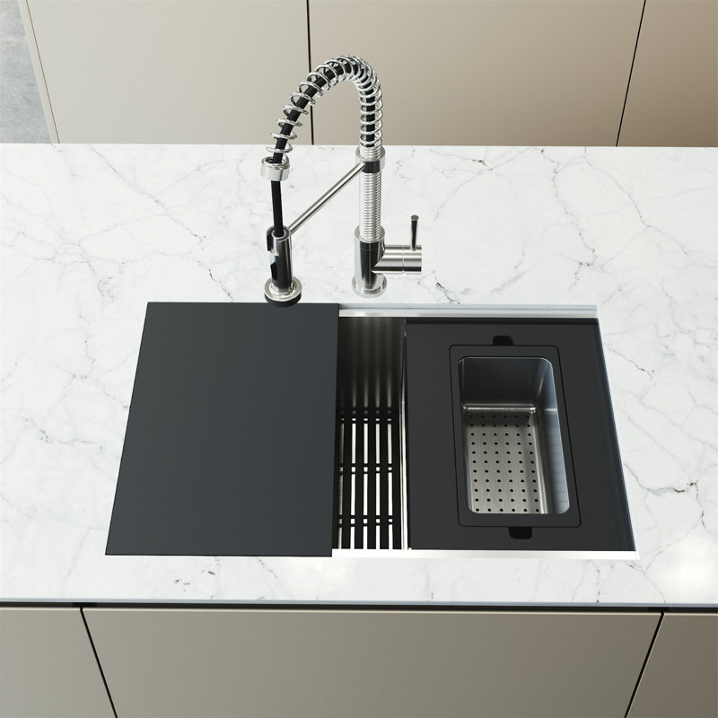 Hampton Stainless Steel 30" Single Bowl Undermount Workstation Sink