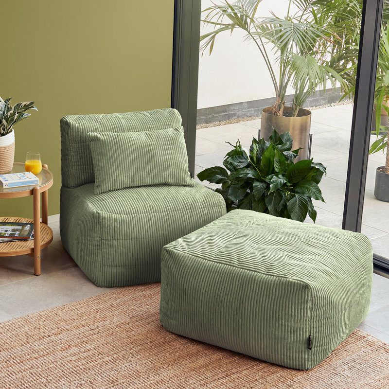 Corduroy Bean Bag Set, Sage Green