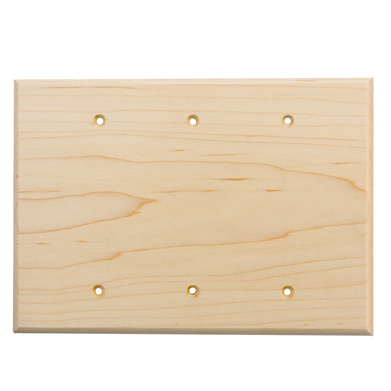 Traditional No Subject 3 - Gang Blank Wall Plate, Natural Maple