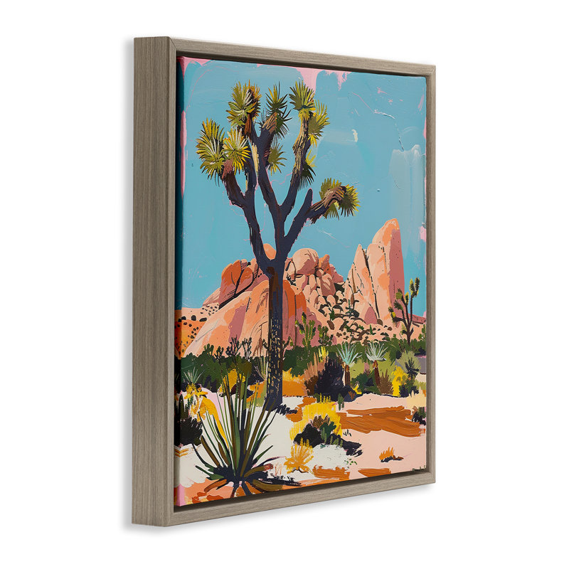 «Modern Joshua Tree in Desert», art mural encadré sur toile flottante, design par Walker Noble, H 18 po x l 18 po