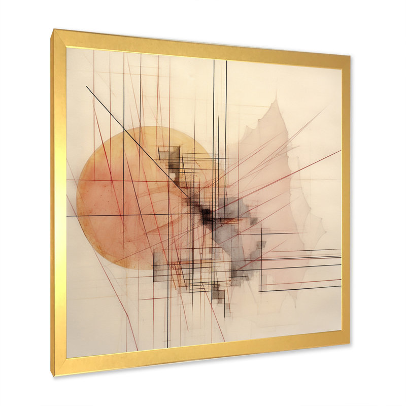 " Minimalist Beige And Orange ", Gold Single Picture Framed, 20" H x 12" W x 1" D