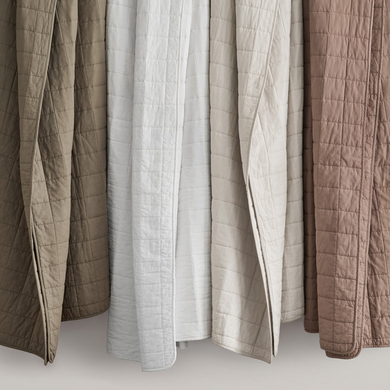 Ensemble de courtepointe 100% coton, Brun moka, Courtepointe très grand et 2 très grandes taies 