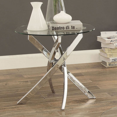 21" W Contemporary End Table, Chrome