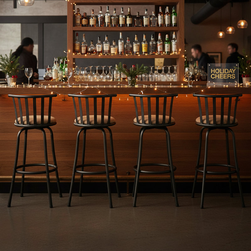 Tabouret de bar pivotant avec tabouret de bar et siège de 24 po et de 29 po à hauteur réglable pour les îlots de cuisine et le bureau