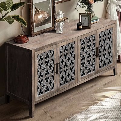 Armoire de rangement à quatre portes brun antique - American Country Style Furniture Salon, télévision, cuisine et placage de pin