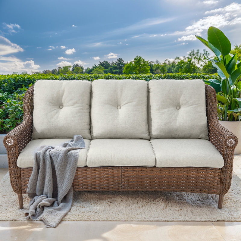 Canapé d'extérieur avec coussins avec coussins 69 po Rayla, Beige