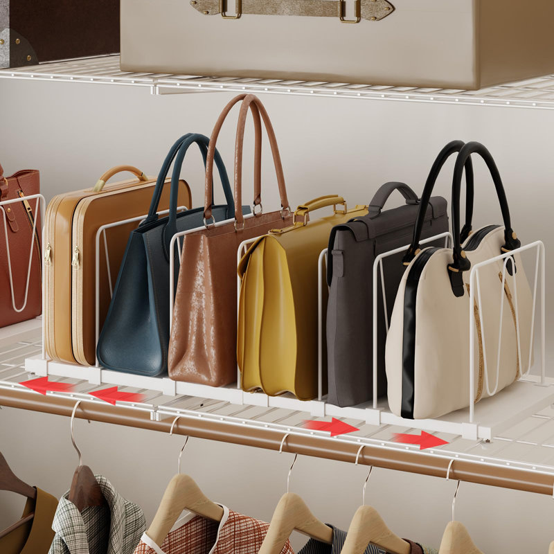 Extendable Purse Organizers Purse Storage. Length 16-28 In. Bag Organizer Purse Holder For Closet With 8 Adjustable Shelf