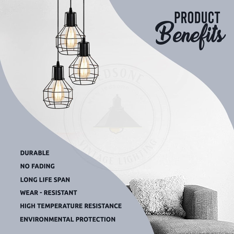 3 - Light Brushed Silver Caged Pendant