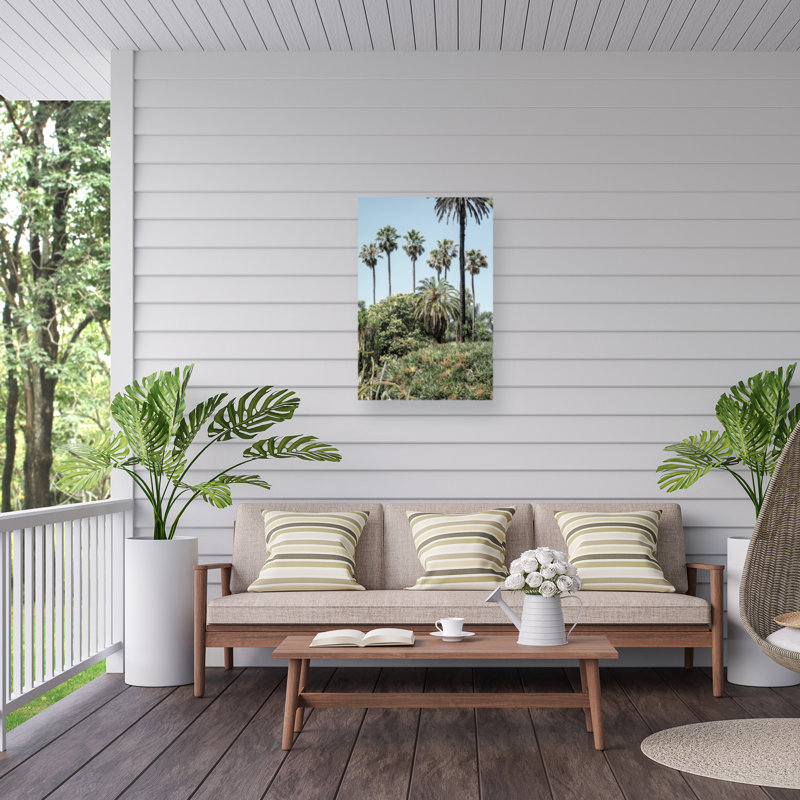 Vertical Mixed Media Palm Tree Landscape Canvas Art