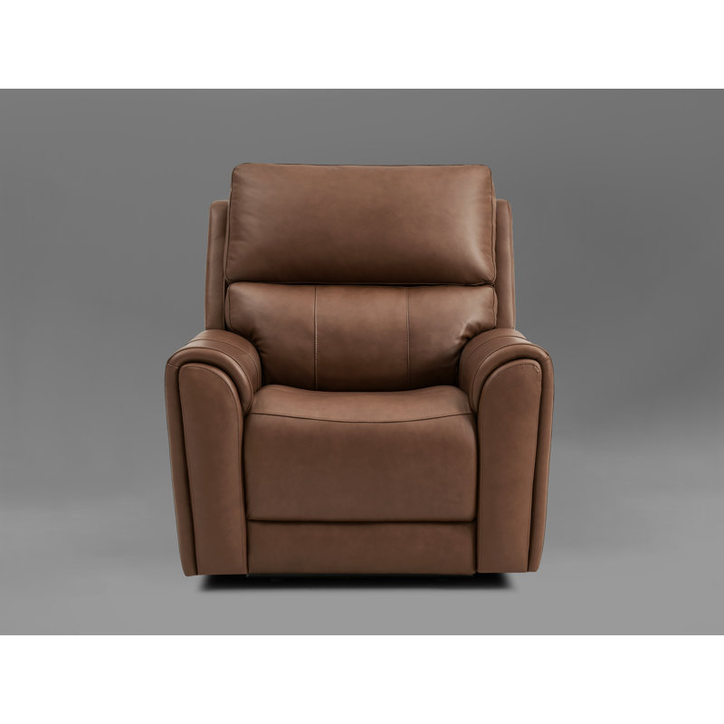 Fauteuil inclinable électrique avec gravité zéro, cuir fleur, appui-tête réglable et soutien lombaire, Marron clair