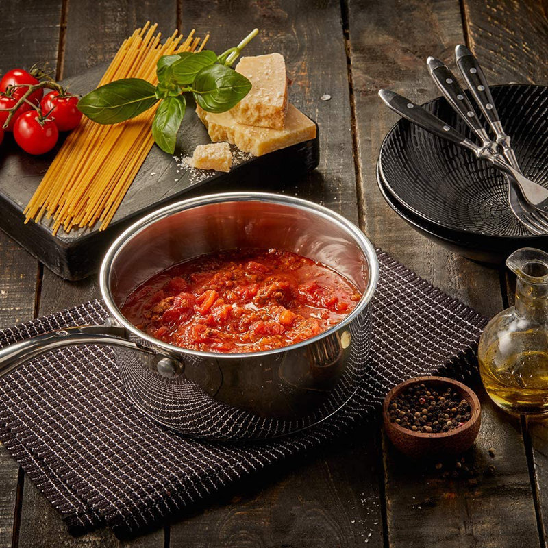Non-Stick Stainless Steel Saucepan with Lid, 3.6 qt