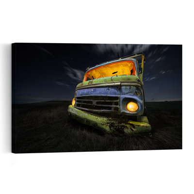 Old Truck Night Rustic Vintage Landscape Wall Art Print 1 Piece Wrapped Canvas Wall Art