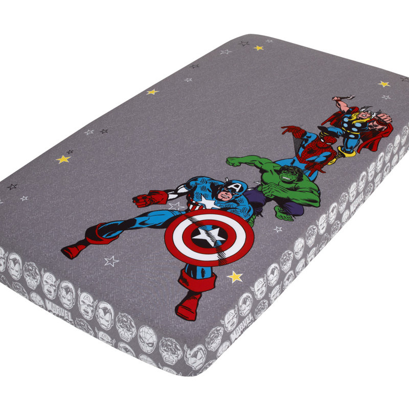 Drap-housse pour lit de bébé Nojo Captain America Hulk Spiderman and Thor