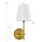 1-Light Brushed Brass Plug-In Hardwired Wall Lamp with Fabric Shade-850802193