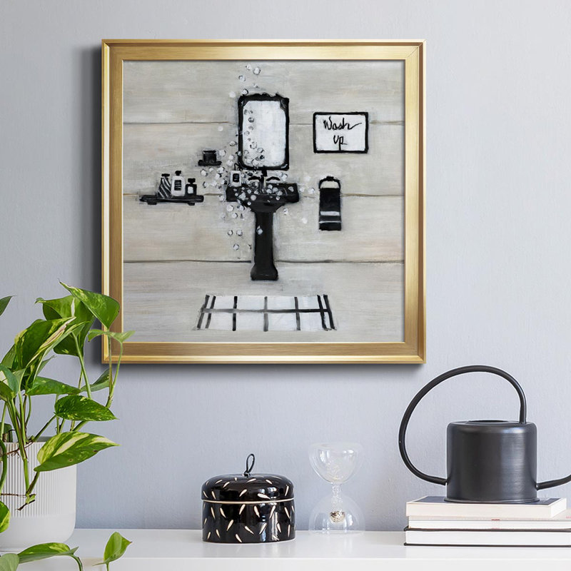 Wash Up Bath - Toile encadrée de qualité supérieure - prête à être accrochée, H 30,5 po x l 30,5 po x P 1,5 po, Or