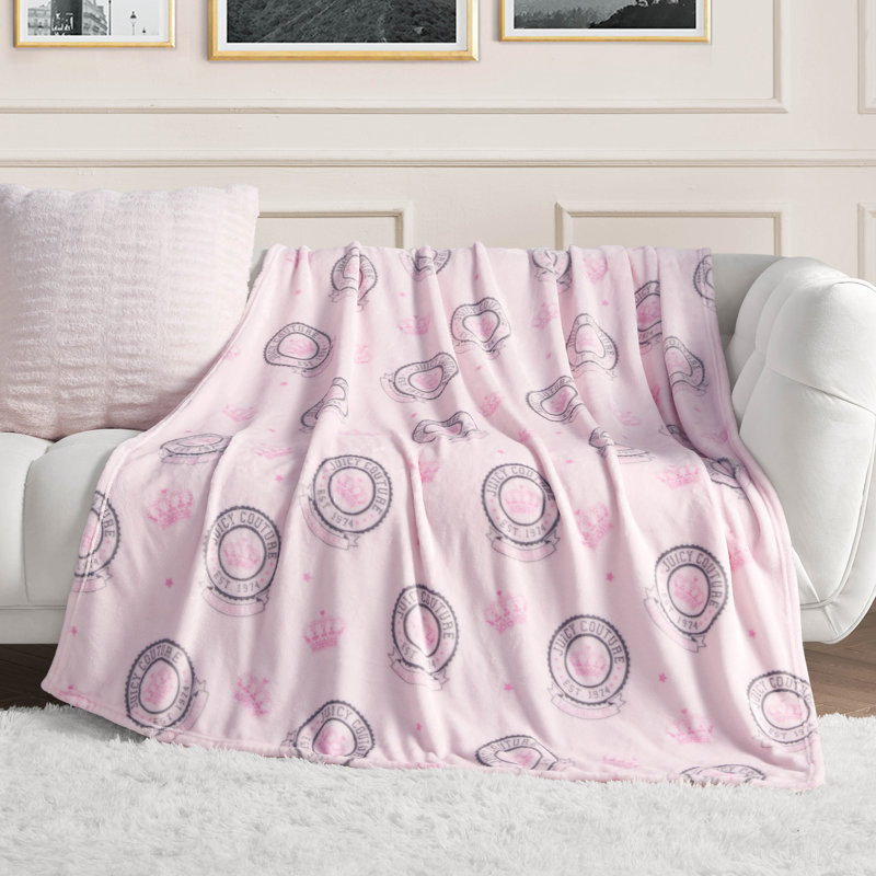 Juicy Couture Juicy Emblem Blankets, Marshmallow Pink
