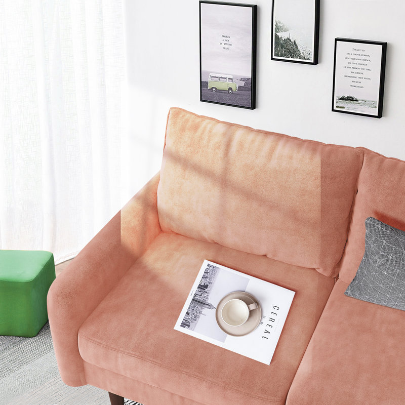 Marick Wide Round Arms Small Apartment Loveseat, Rose Velvet, 56.3" W
