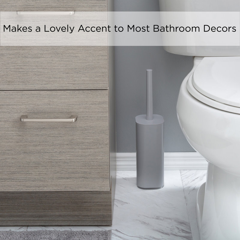 Gray Acrylic Toilet Brush Set with Holder, 2 Pack