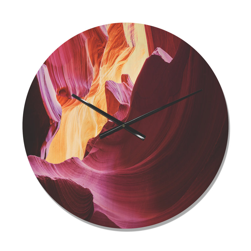 Horloge murale mauve en bois d'antilope, Moyenne
