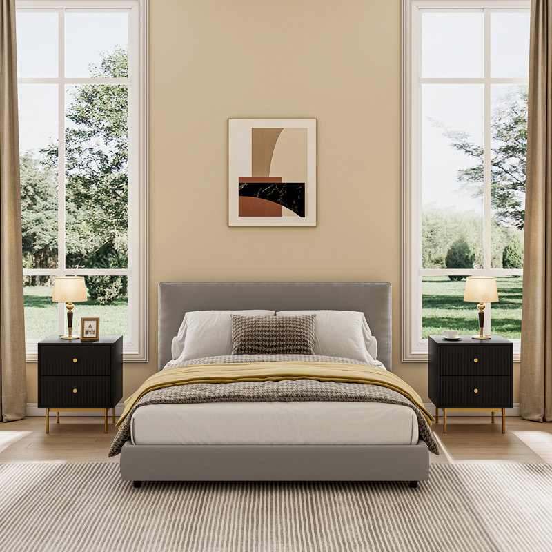 Nightstand With 2 Drawers, Black