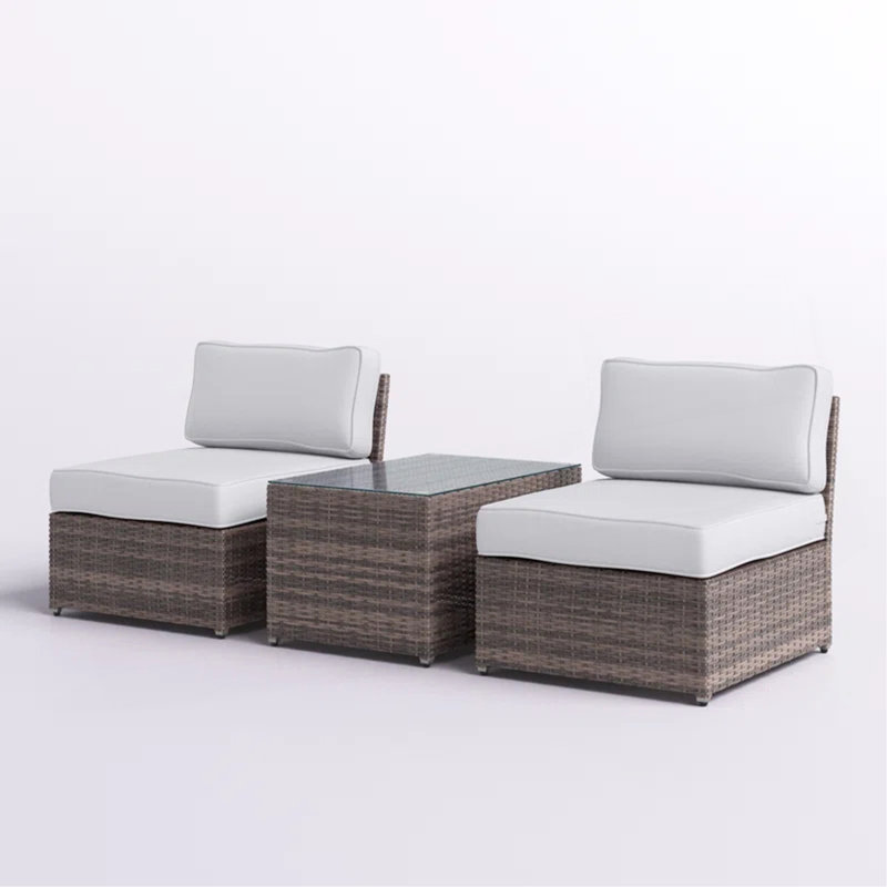 Fully Assembled Rattan Wicker 2-Person Seating Set With Cushions
