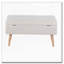 Banc de rangement contemporain avec pieds en bois naturel et tissu beige