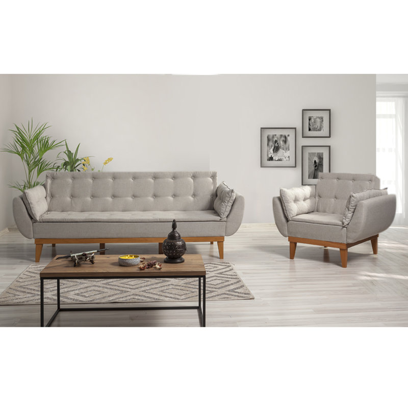 Aucoin 2 - Piece Living Room Set, Cream 100% Linen