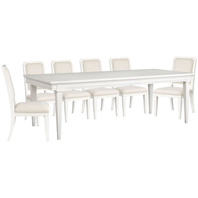 Gilvira Extendable Rectangular Dining Table With 6 Upholstered Side Chairs