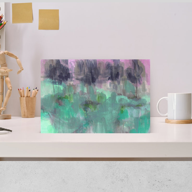 Tree Park Teal 1 Piece Wrapped Canvas Wall Art, 45.72 cm H x 30.48 cm W