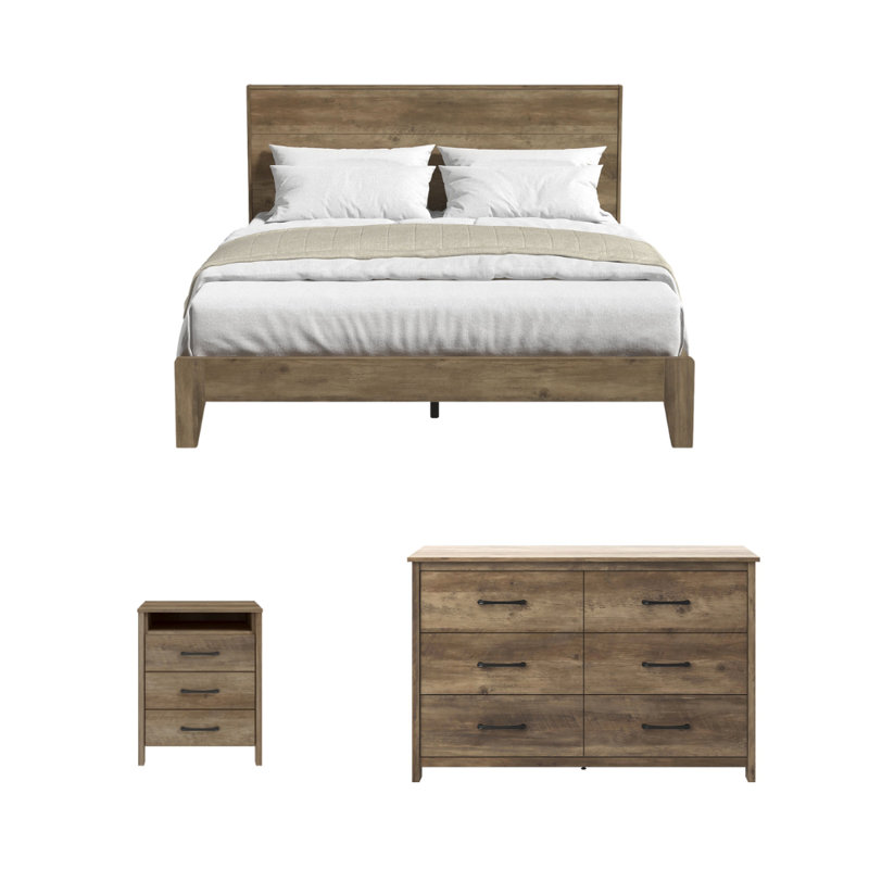 Allysyn Modern 3 Piece Bedroom Set, White