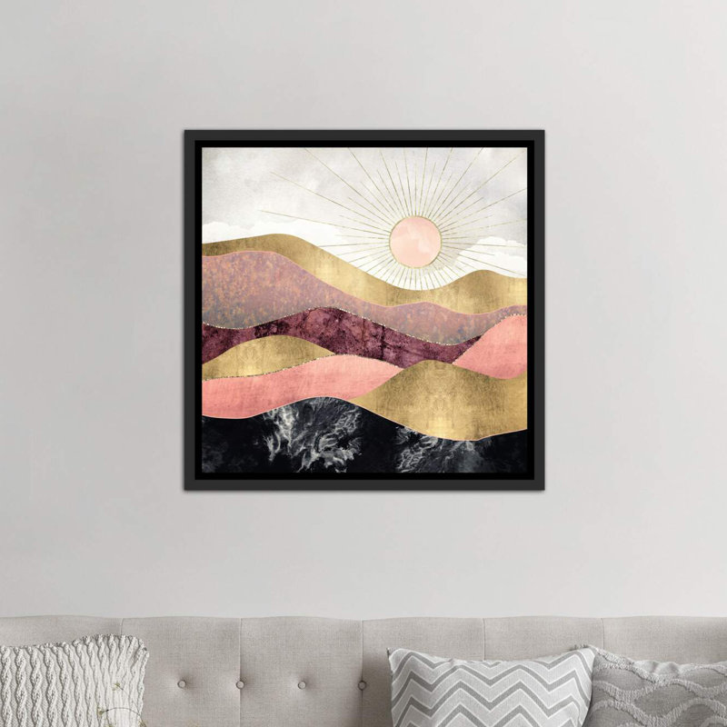 « rosé sun » par spacefrog designs-print, Toile avec cadre noir patiné, H 37 po x l 37 po x P 1,5 po