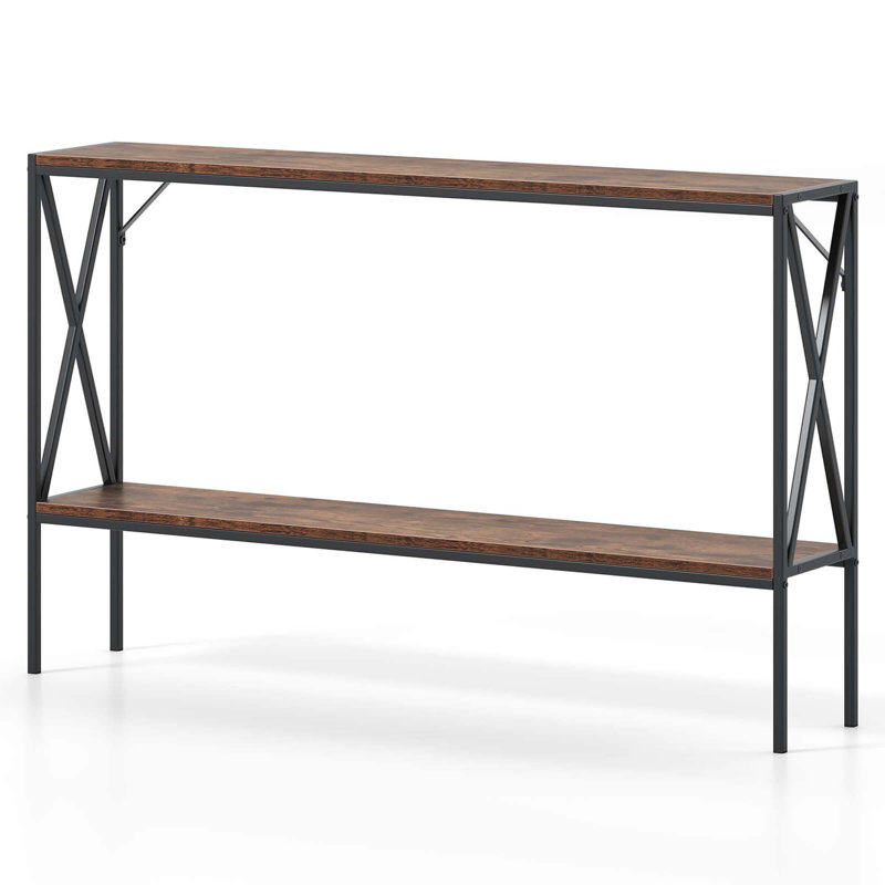 Narrow Console Table 2-tier Entryway Table With Storage 2 Support Bars Sofa Table