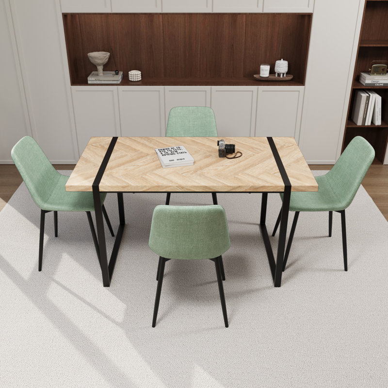 Ensemble de table à manger moderne 5 pièces, bois aggloméré, style industriel pour la cuisine