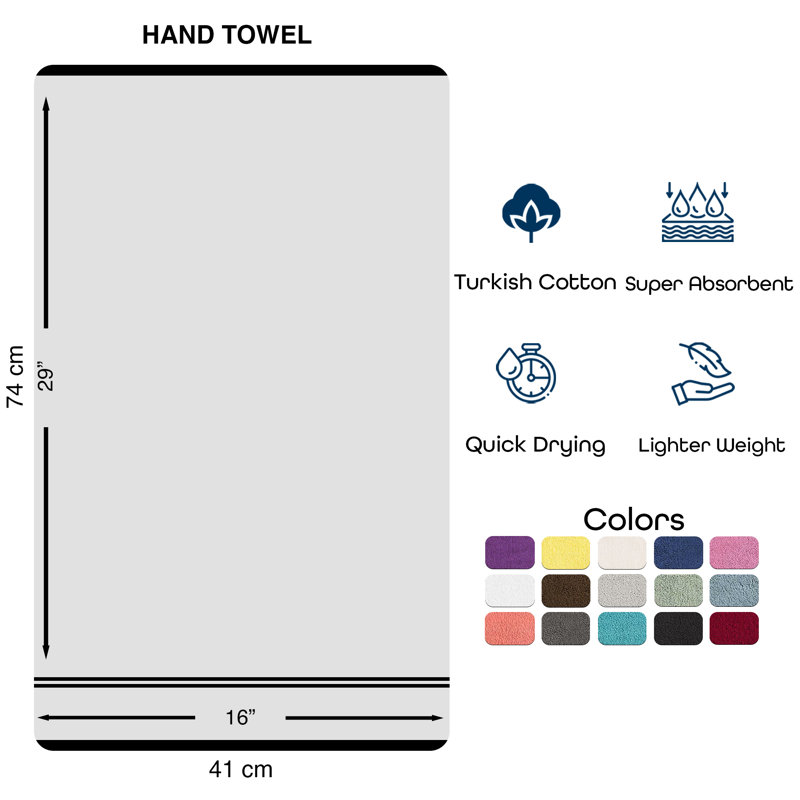 Varley - Hand Towels 100% Turkish Cotton Premium Quality Soft and Absorbent Small Towels for Bathroom, Black