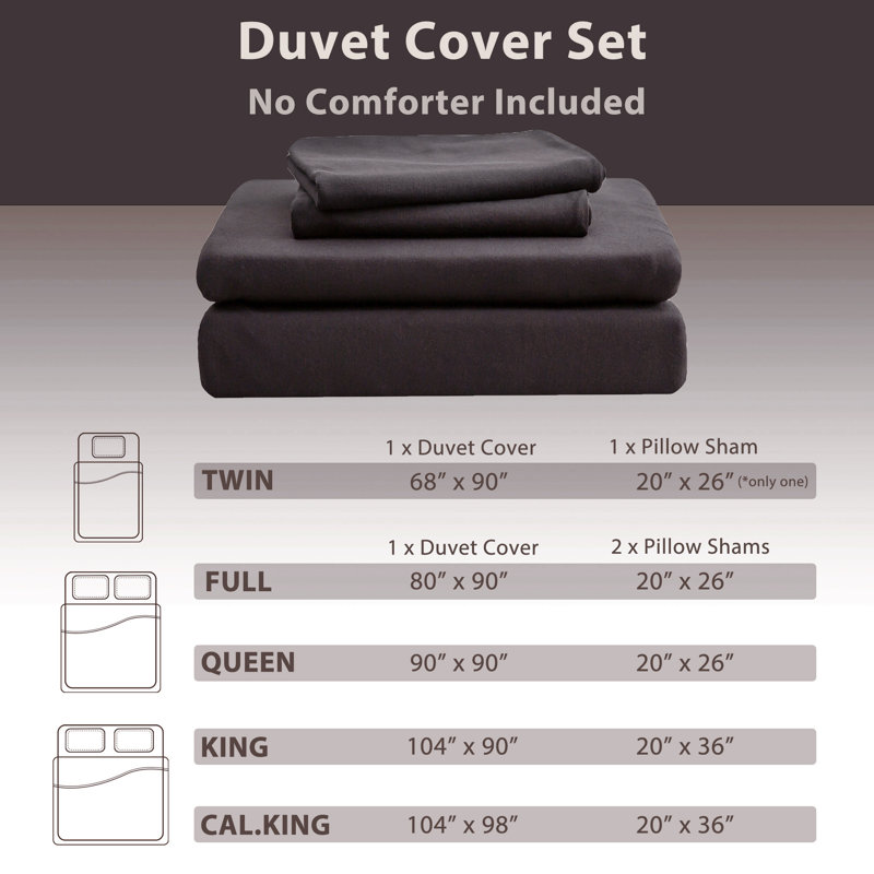 HOME BEDDING Jersey Cotton Duvet Cover Set, Queen Duvet Cover + 2 Standard Shams, Dark Brown