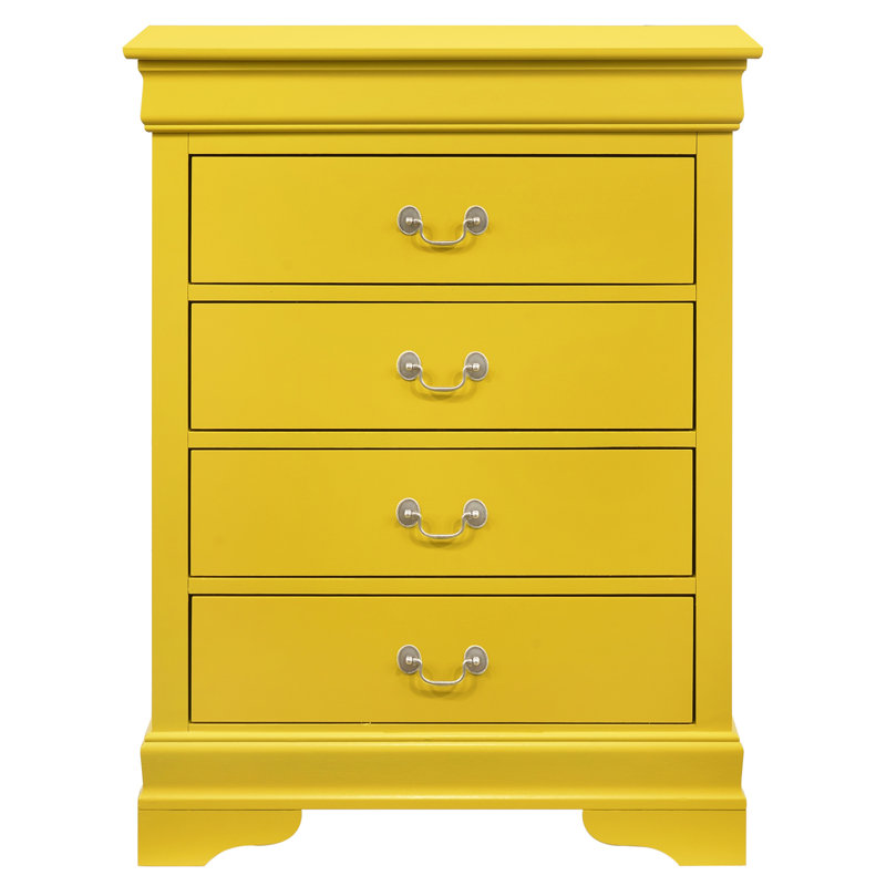Commode 4 tiroirs Phillipe, jaune, Jaune