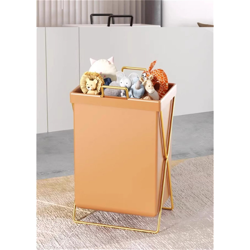 Laundry Hamper with Handles, Pink/Gold