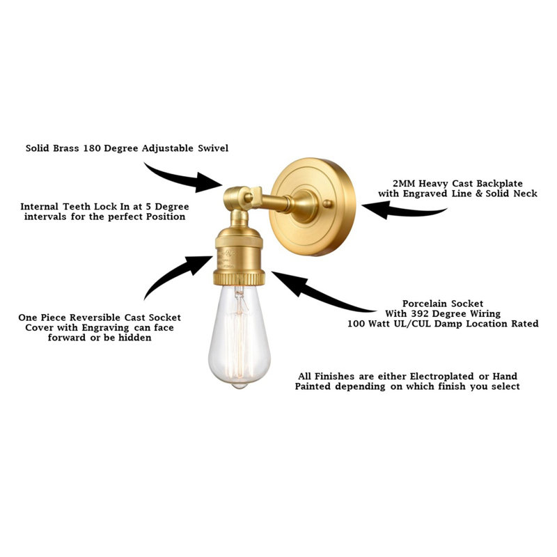 Cone 2 Light Tiltable Bath Vanity Light, Clear, Satin Gold, Bulb Not Included