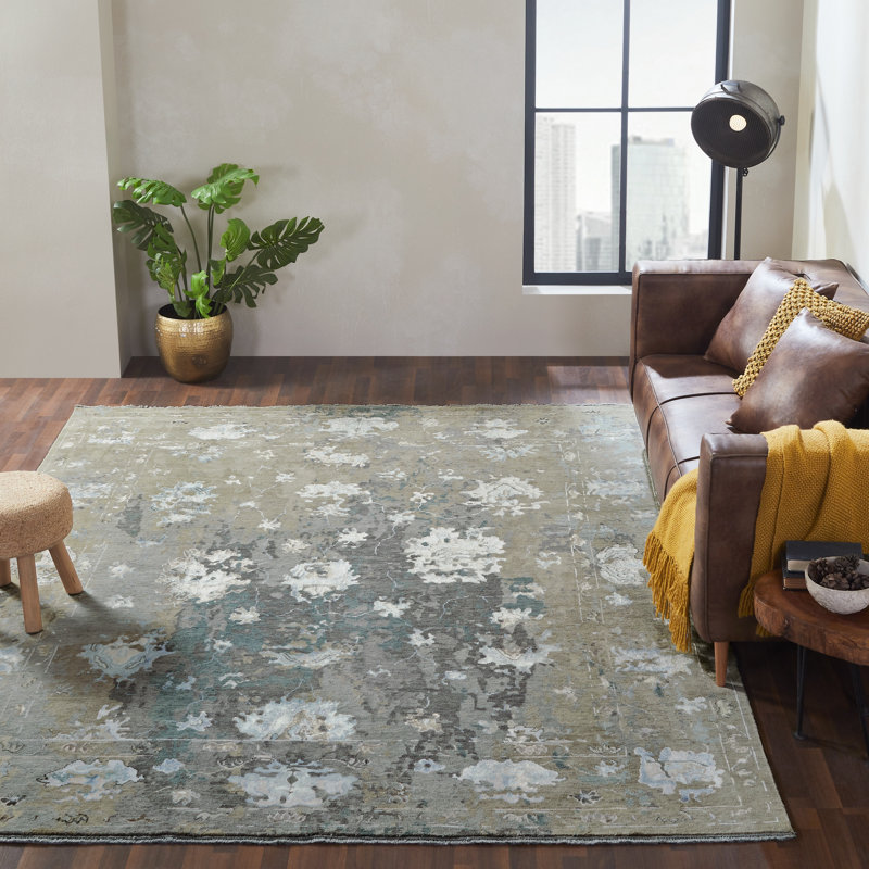 Illusion Weave Hand Knotted Abstract Area Rug, Rectangle 10' x 14'