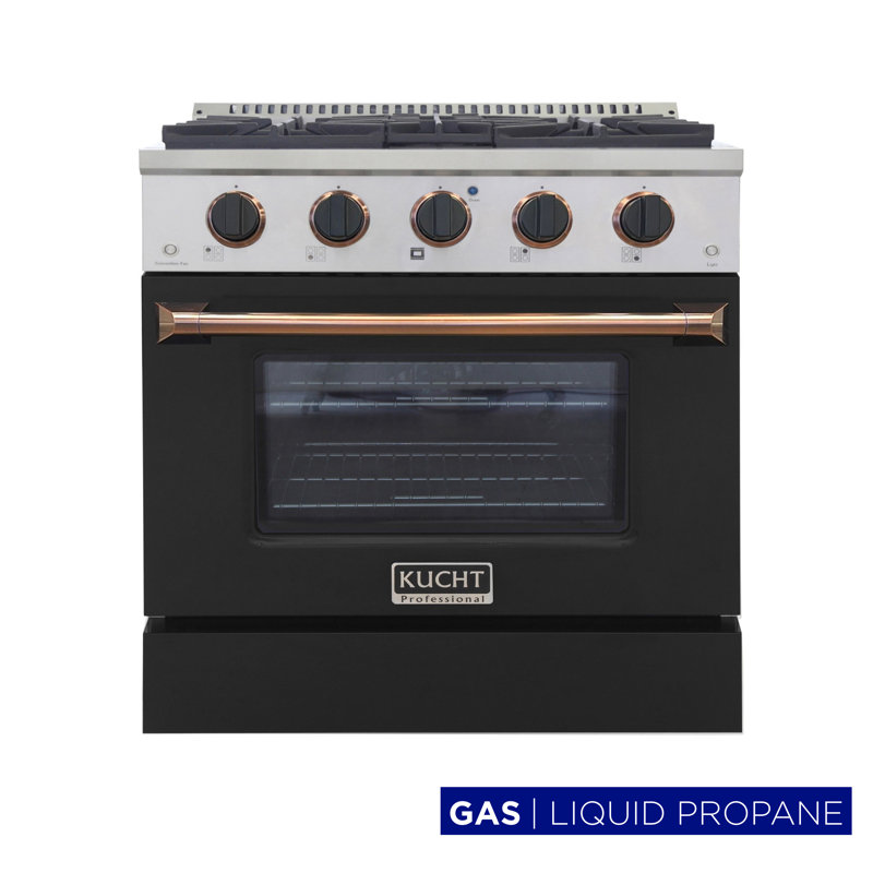 30" 4.2 cu. ft. Freestanding Gas Range with Convection Oven, Black, Liquid Propane