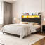  Tête de lit très grand avec rangement, hauteur réglable, tête de lit tapissier en velours avec lumières à DEL et station de charge, tête de lit autoportante moderne, facile à assembler, noir-984896307-984896310