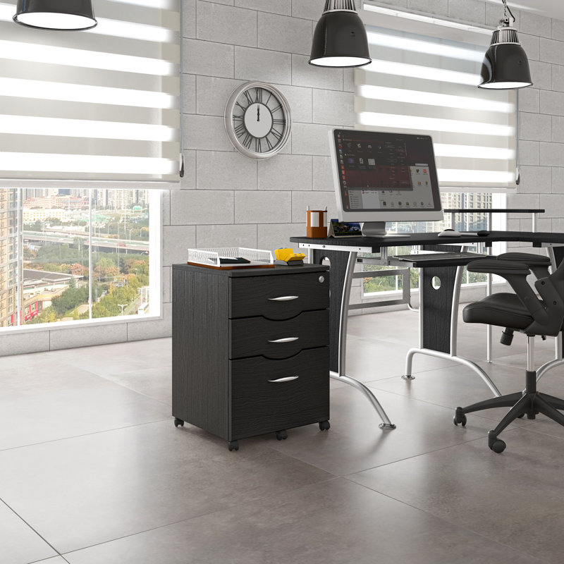Espresso 3-Drawer Lockable Mobile Filing Cabinet