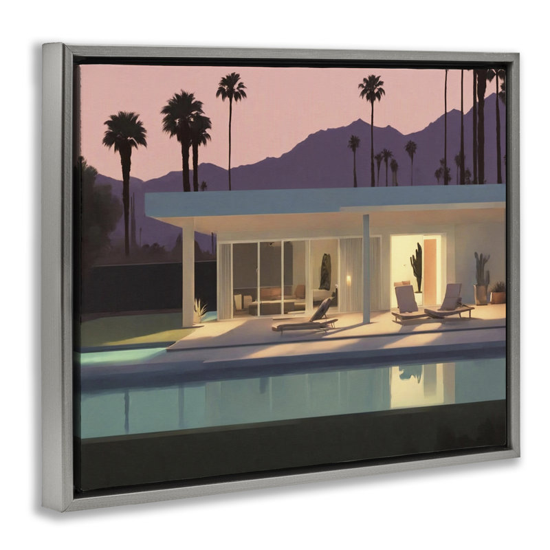 «Summer Pool Reflection» par Noah Bay, Cadre flottant gris lustré, H 17 po x l 21 po