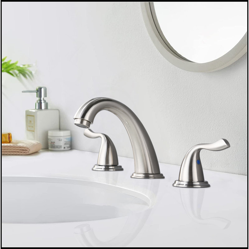 Robinet de lavabo de salle de bain 8 trous 3 trous 2 poignées, nickel brossé