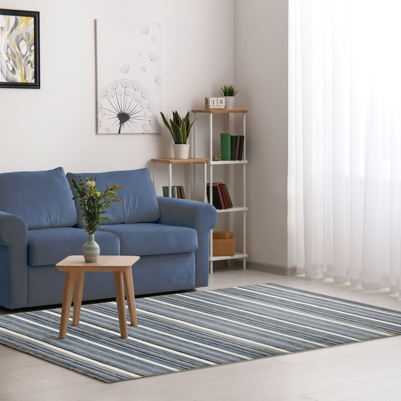 Anees Wool Striped Indoor Rug, Rectangle 5 pi x 7 pi 6 po