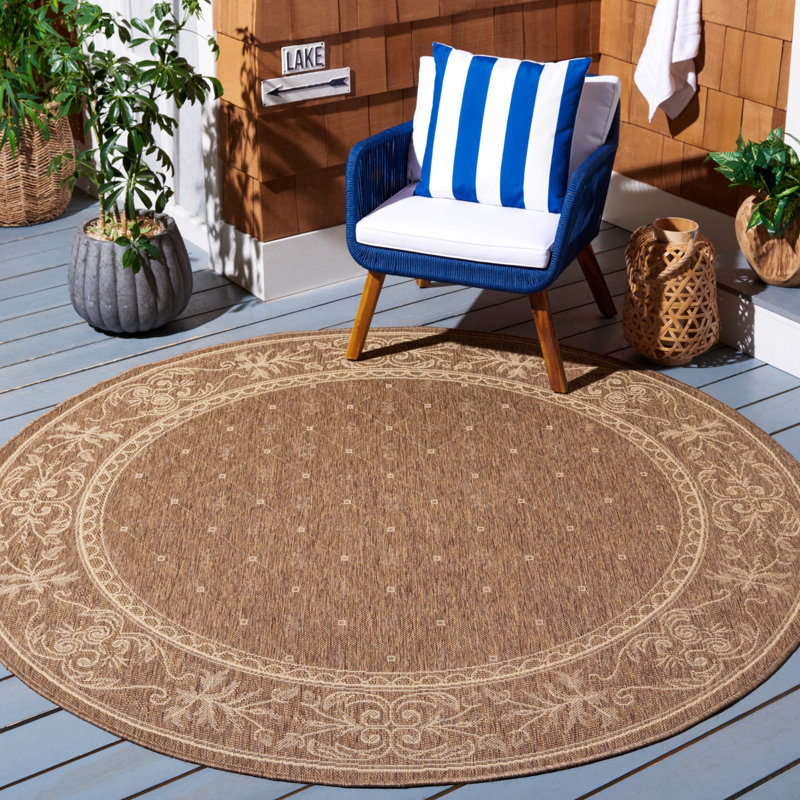 Claudinette Performance Abstract Indoor/Outdoor Area Rug, Round 6'7"