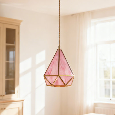 1 -Light Single Retro Pink Glass Pendant